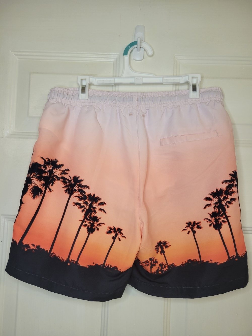 Zara Boy's Sunset Palm Print Swim Shorts - Peach/Black - Picture 5 of 9